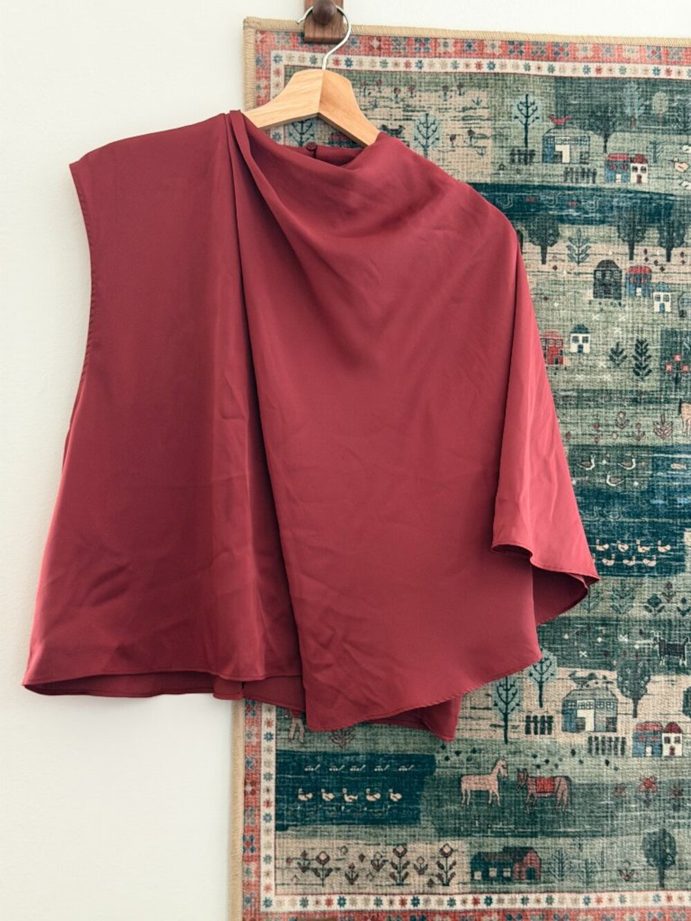 H&M Dark Red Silky Cape-Sleeve Shirt – NWT - L